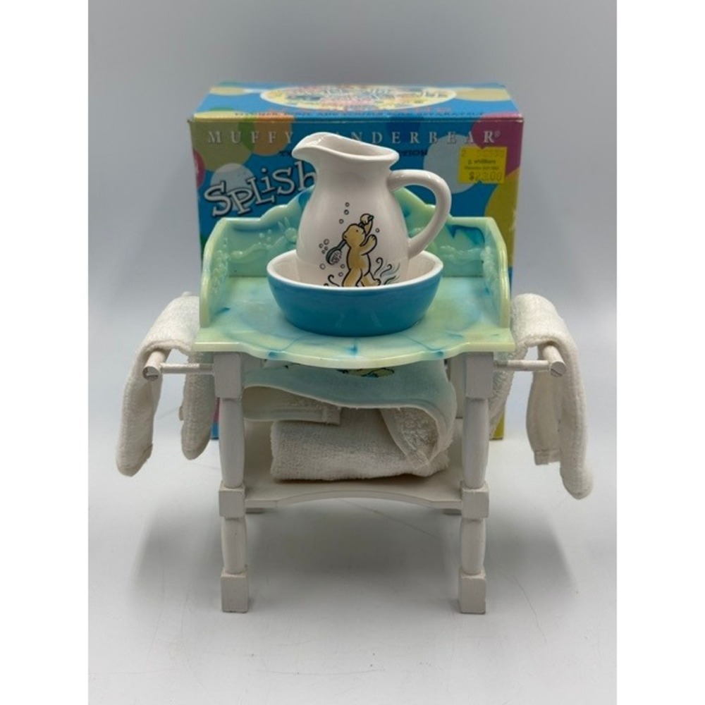 Muffy VanderBear Splish Splash Washstand Pitcher Bowl Towels Bathtime Collection